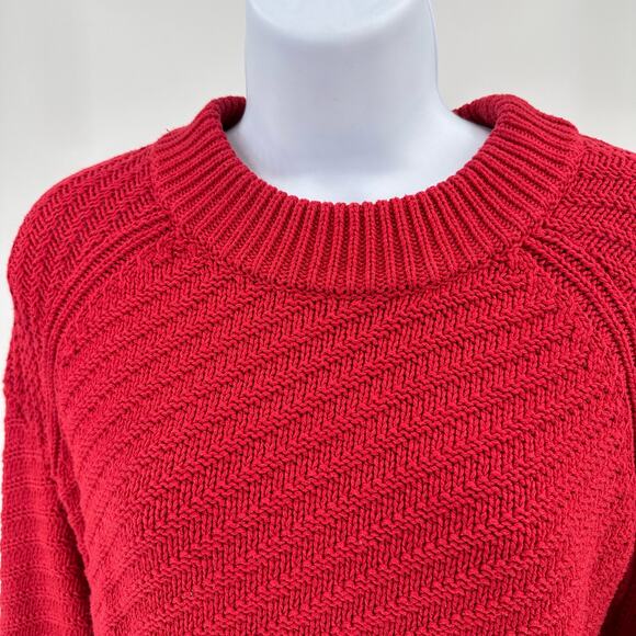 Universal Thread Cable Knit Pullover Sweater WMNS S Red Crew Neck Relaxed Fit LS - Picture 2 of 9